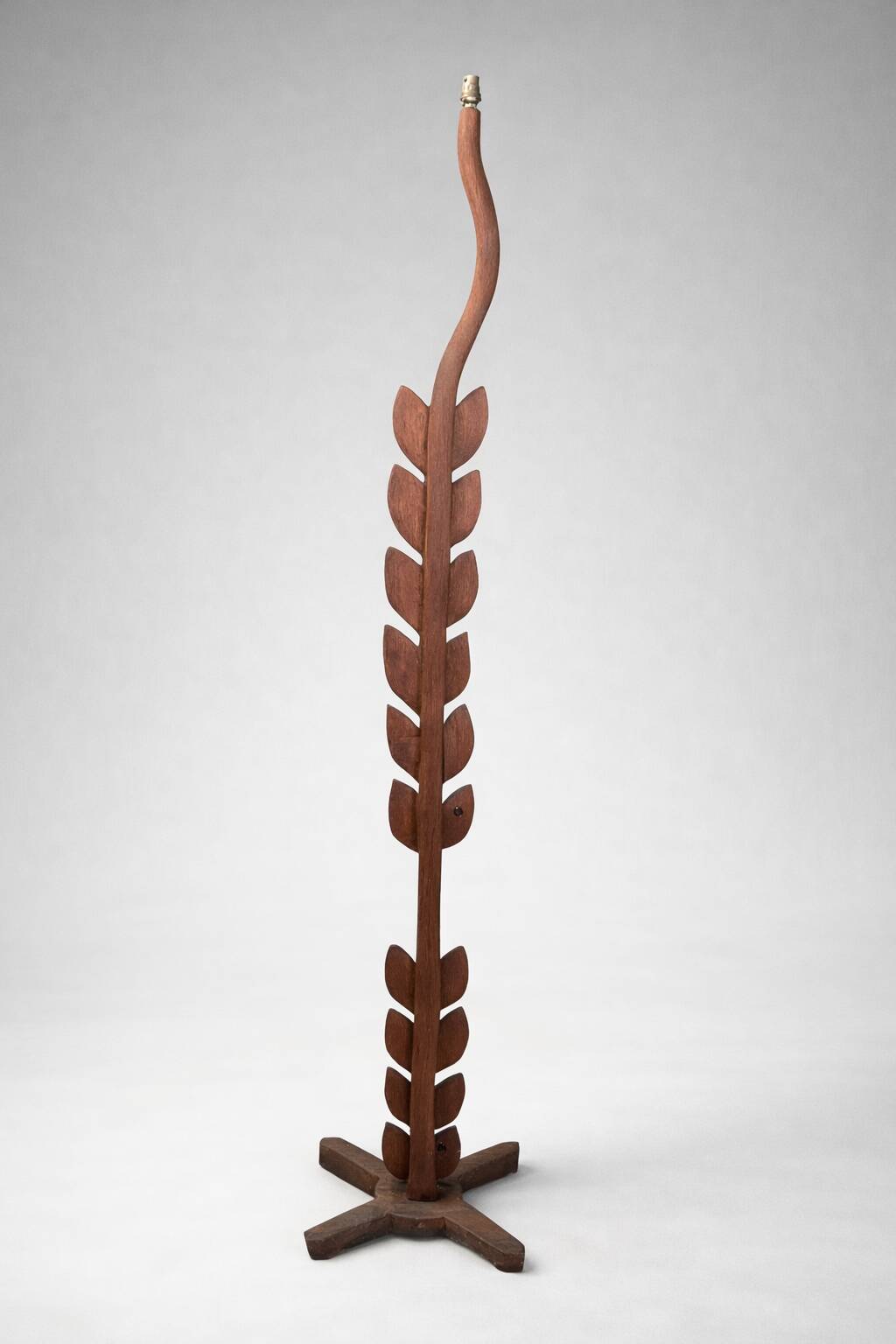 Sculptural floor lamp in solid wood