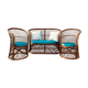 Bench and its 2 chairs in vintage rattan 1970