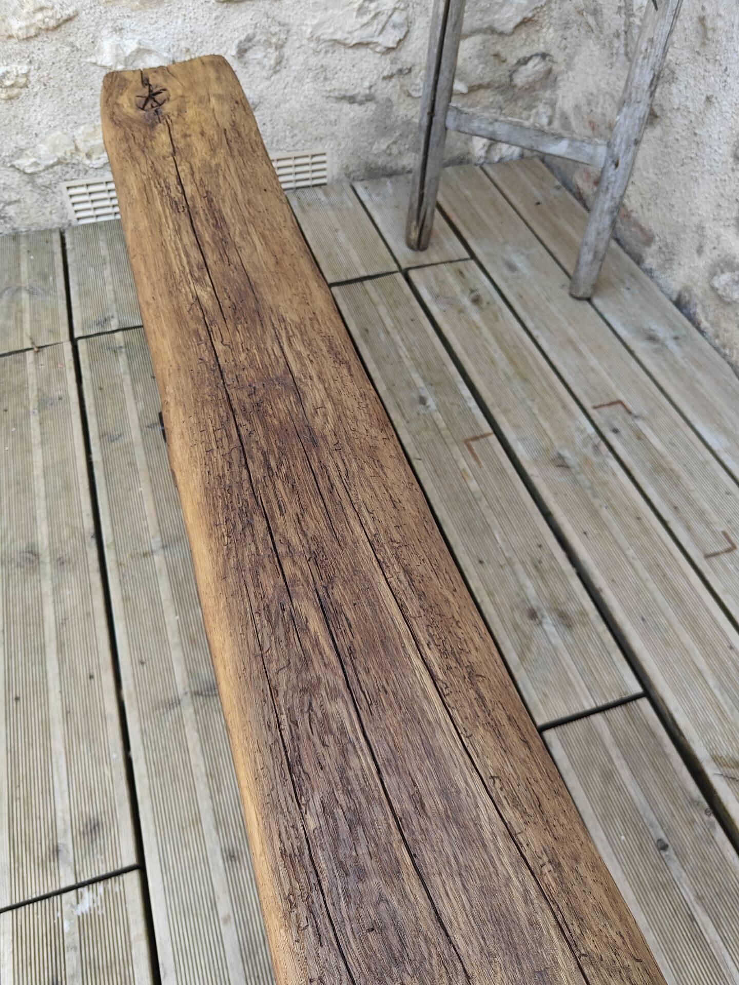 Brutalist oak bench