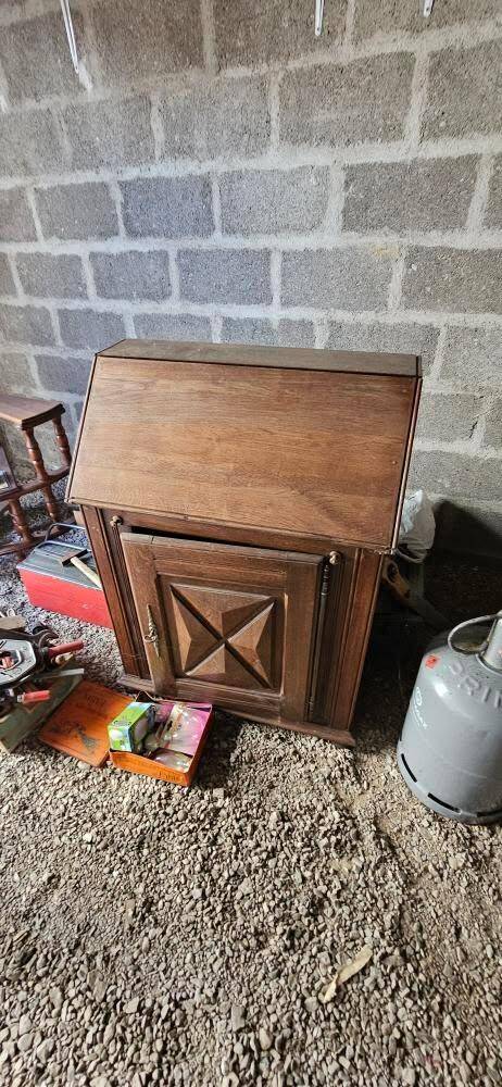 Vintage raw oak secretary