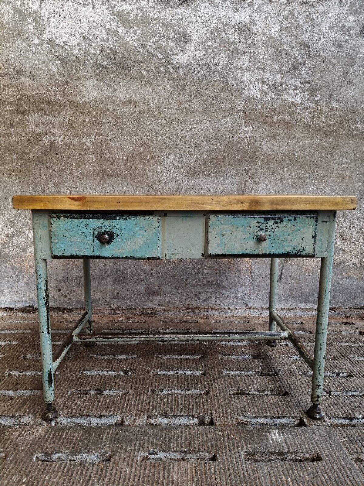 Industrial workbench side table bathroom furniture with drawers