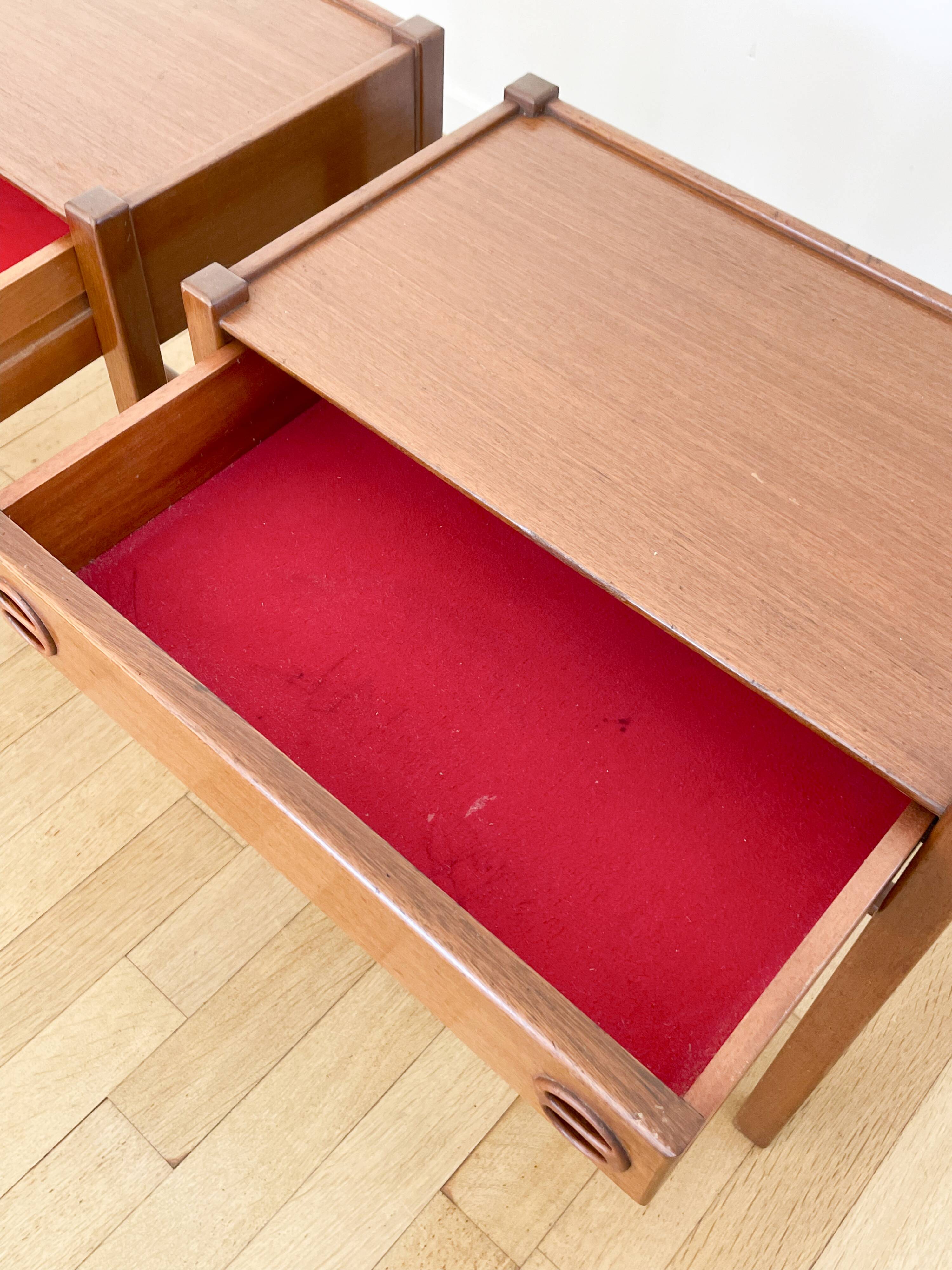 Pair of Scandinavian wooden bedside tables, 1960s