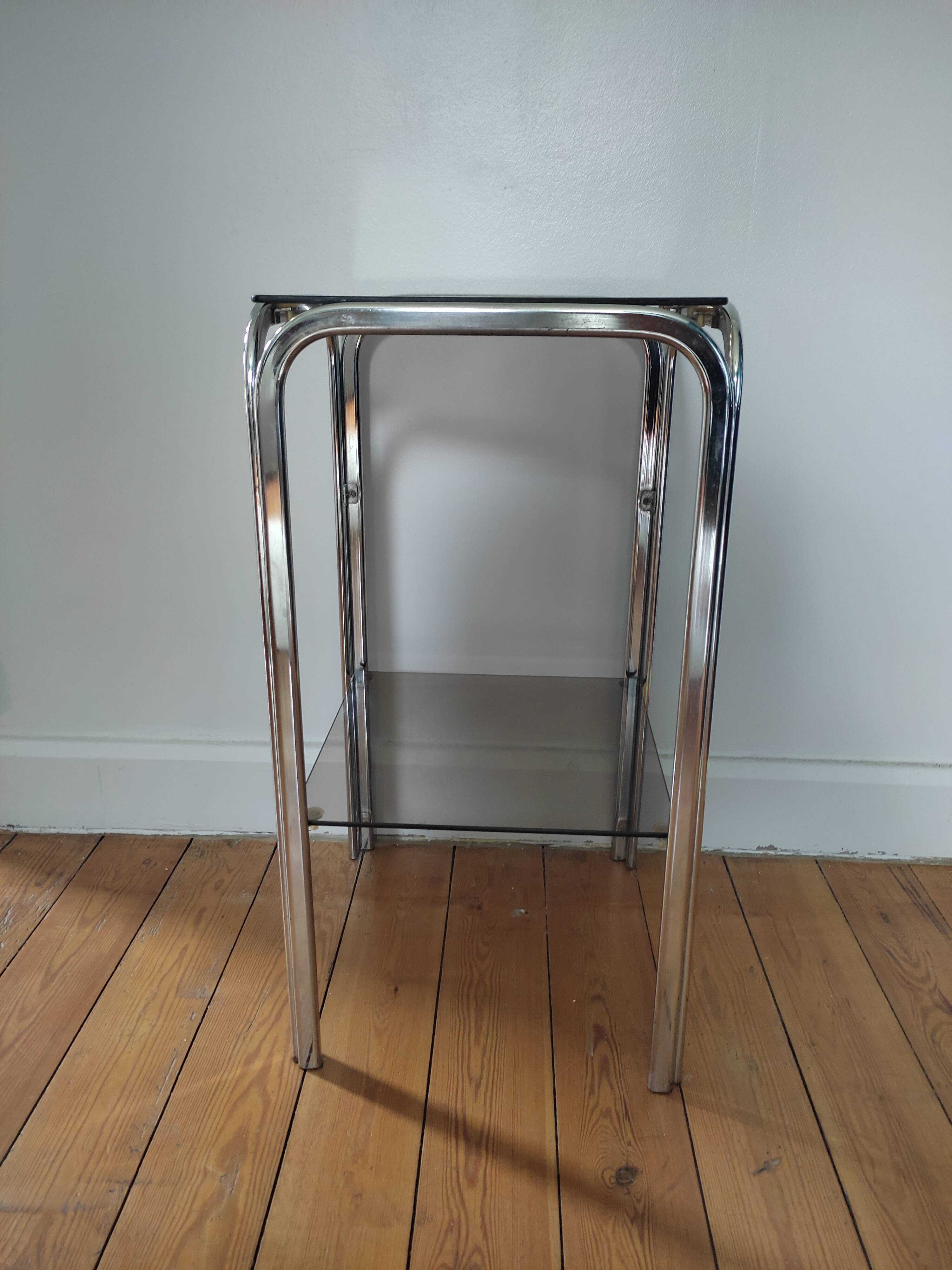Vintage metal and glass console