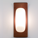 Wall lamp Goffredo Reggiani in teak wood and opaline 1960