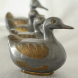 Set of vintage tin and brass duck boxes