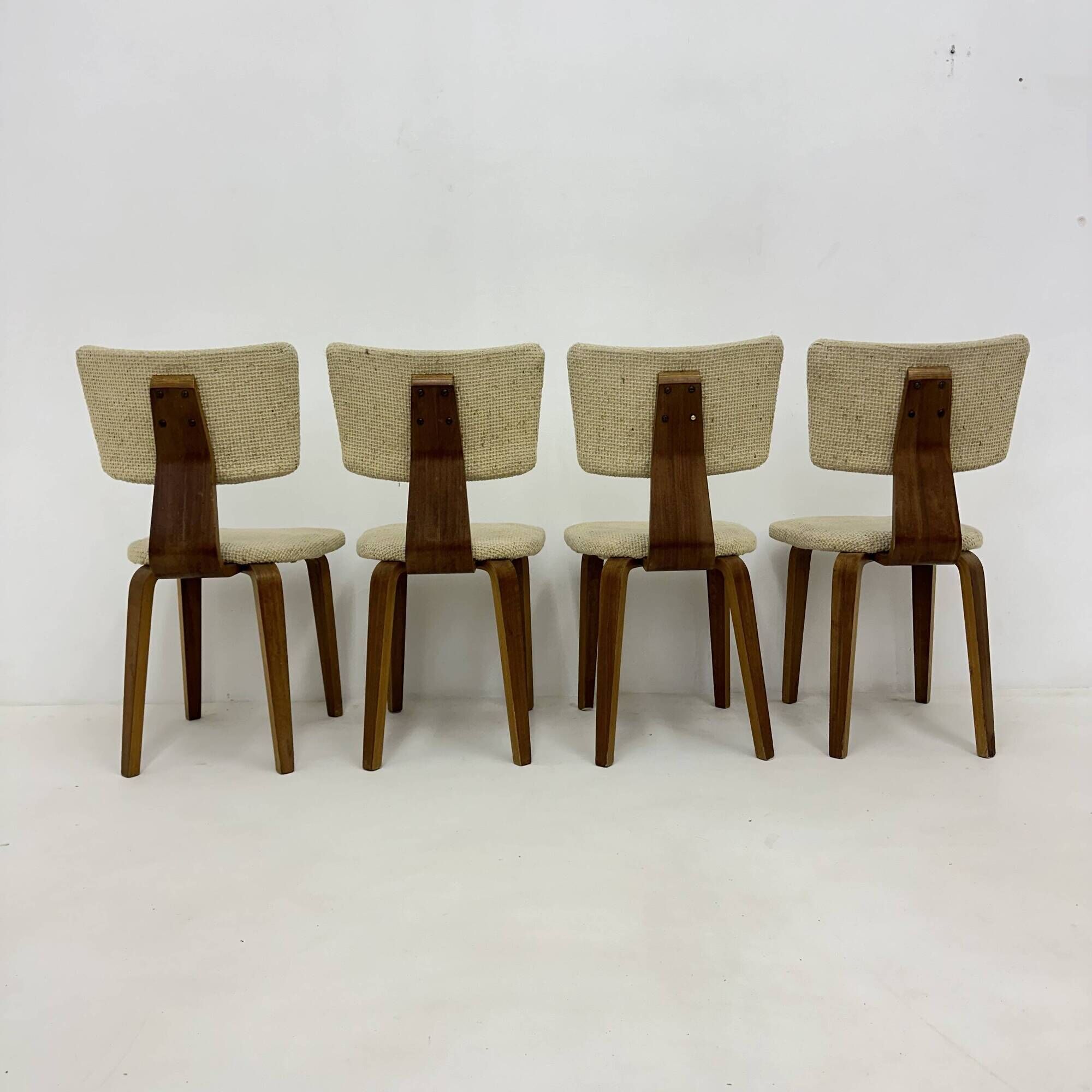 Set of 4 Dutch design by Cor Alons plywood dining chairs , 1960s