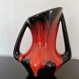 Vase rouge et noir Vallauris