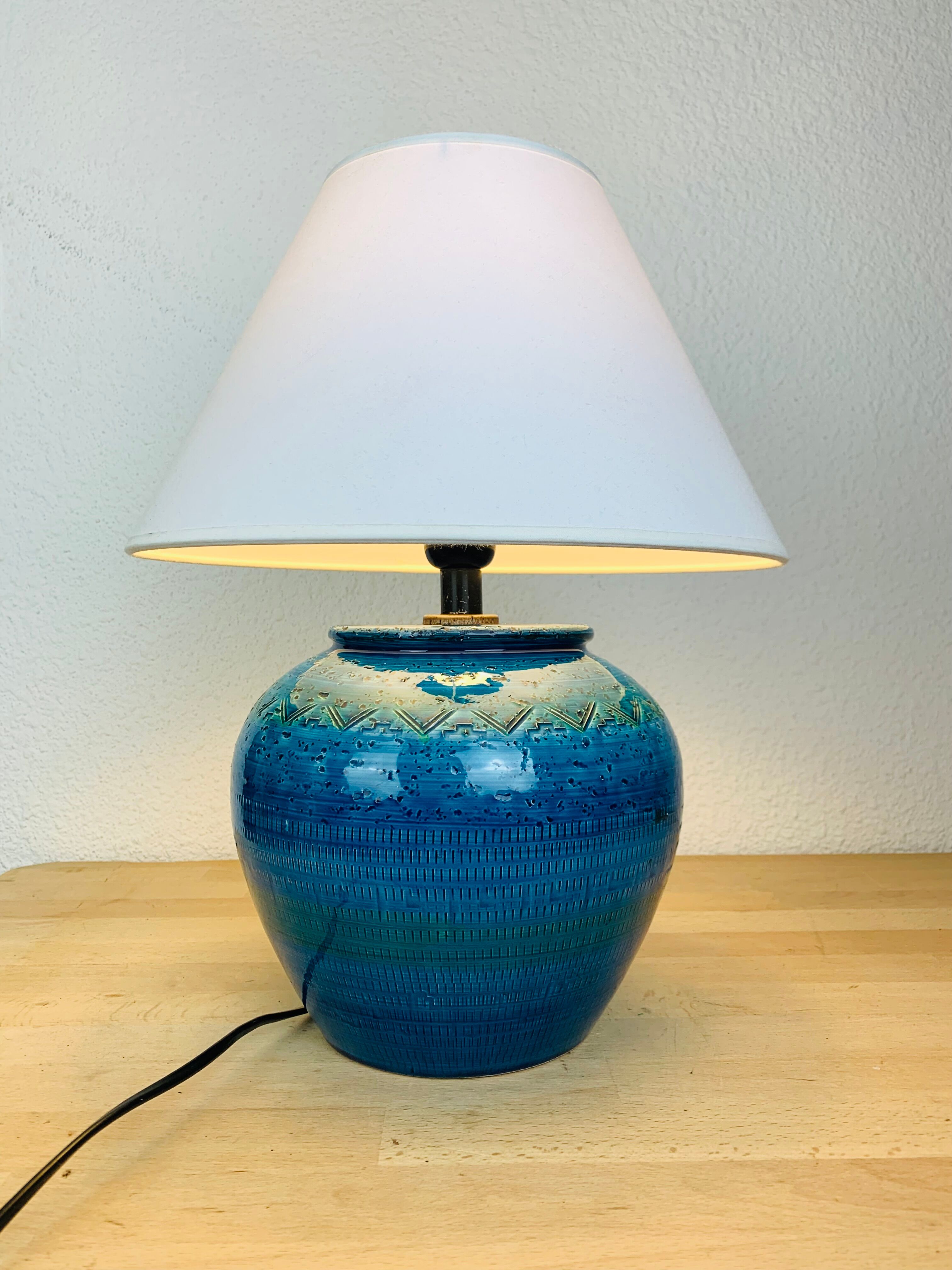 Lamp Aldo Londi Rimini, blue ceramic