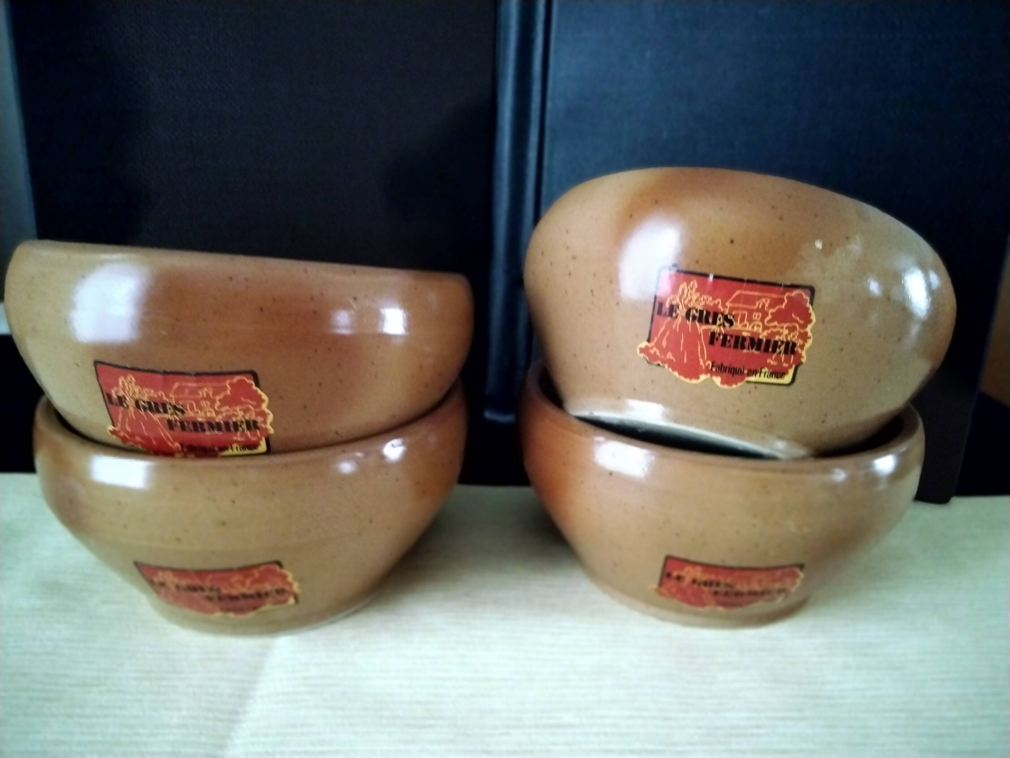 4 large glazed stoneware bowls Digoin