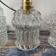 Set of three vintage electrified glass pendant lamps