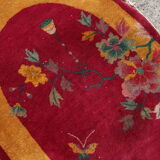 Old Chinese Art Deco handmade carpet 79cm x 134cm 1920s, 1E08