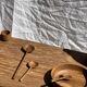 Mini cup, saucer or egg cup in teak H5 D5