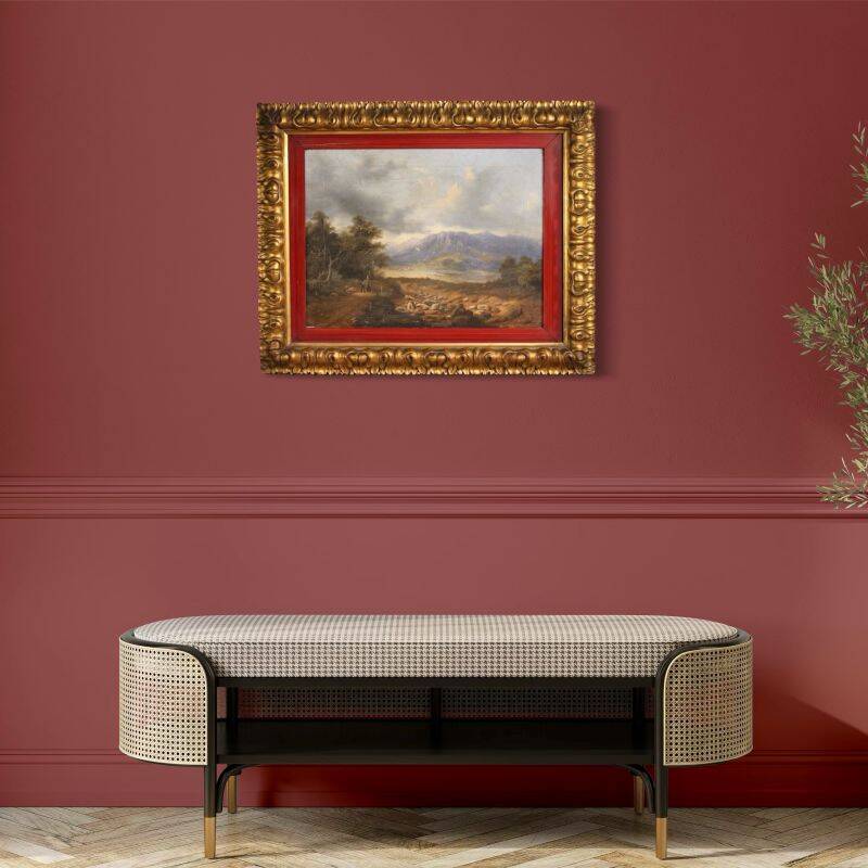 Italian landscape with wayfarers, oil on canvas dated 1845