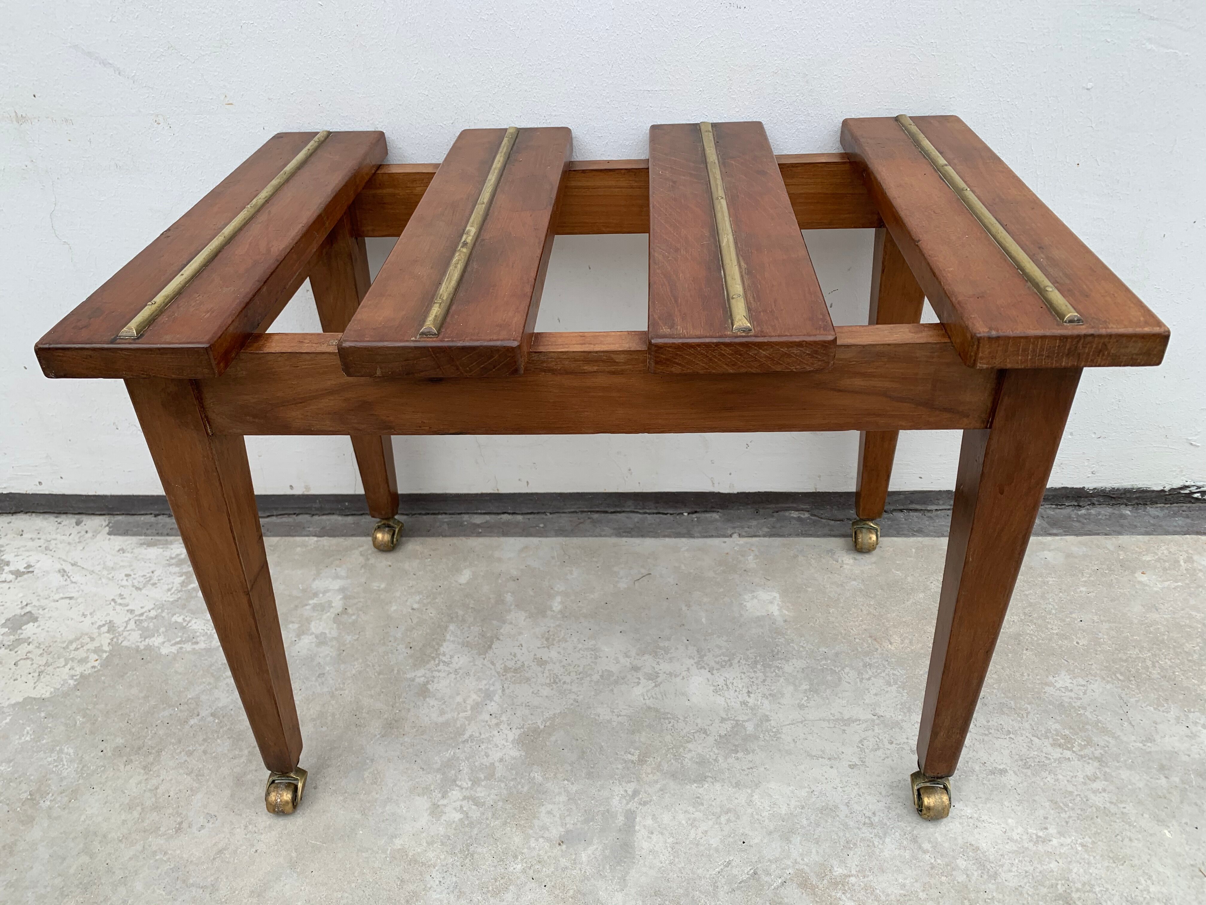 2 old English luggage rack in bronze and 19th century wood