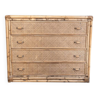 Commode en bambou et rotin