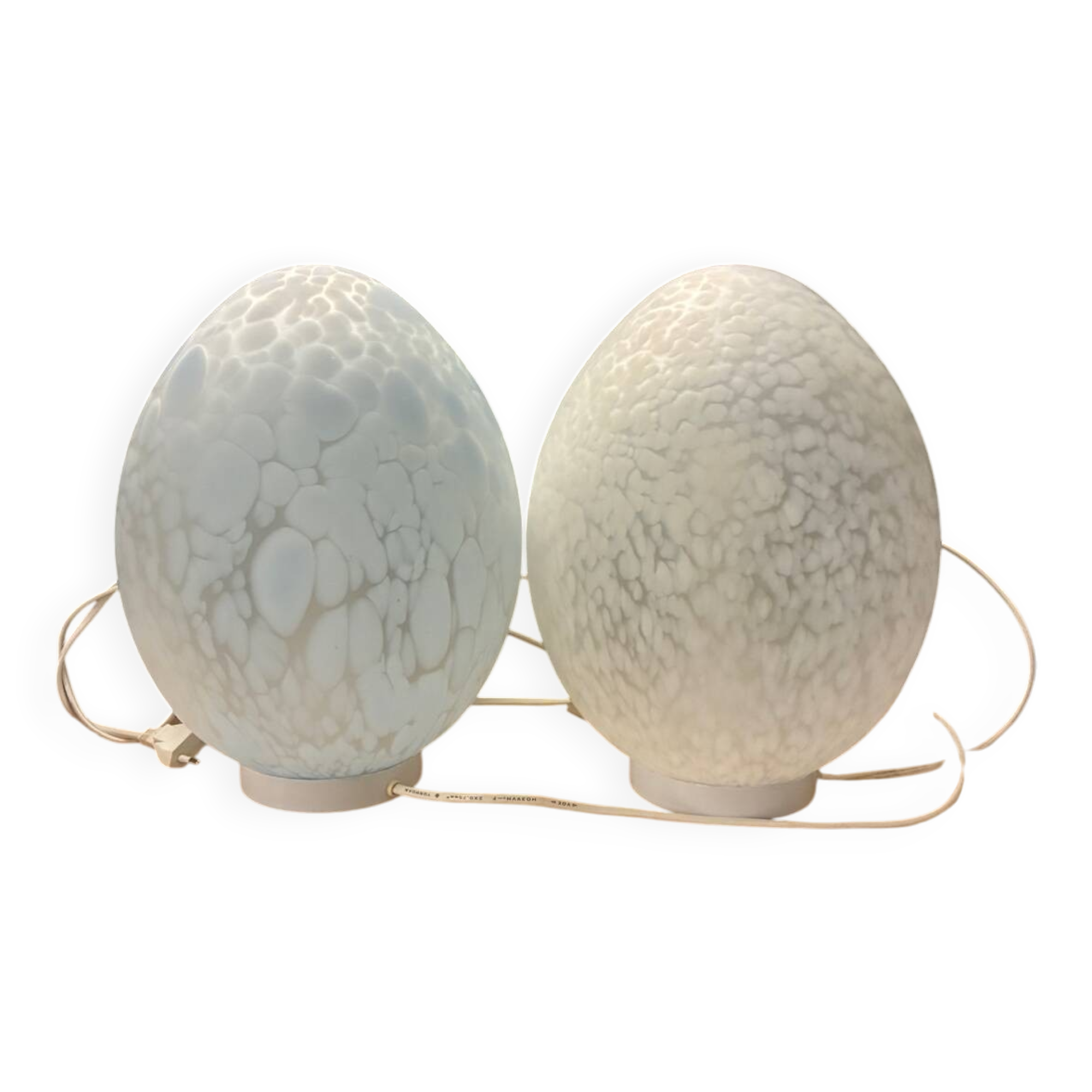 Pair of speckled glass oval lamps - 1970.