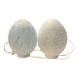 Pair of speckled glass oval lamps - 1970.