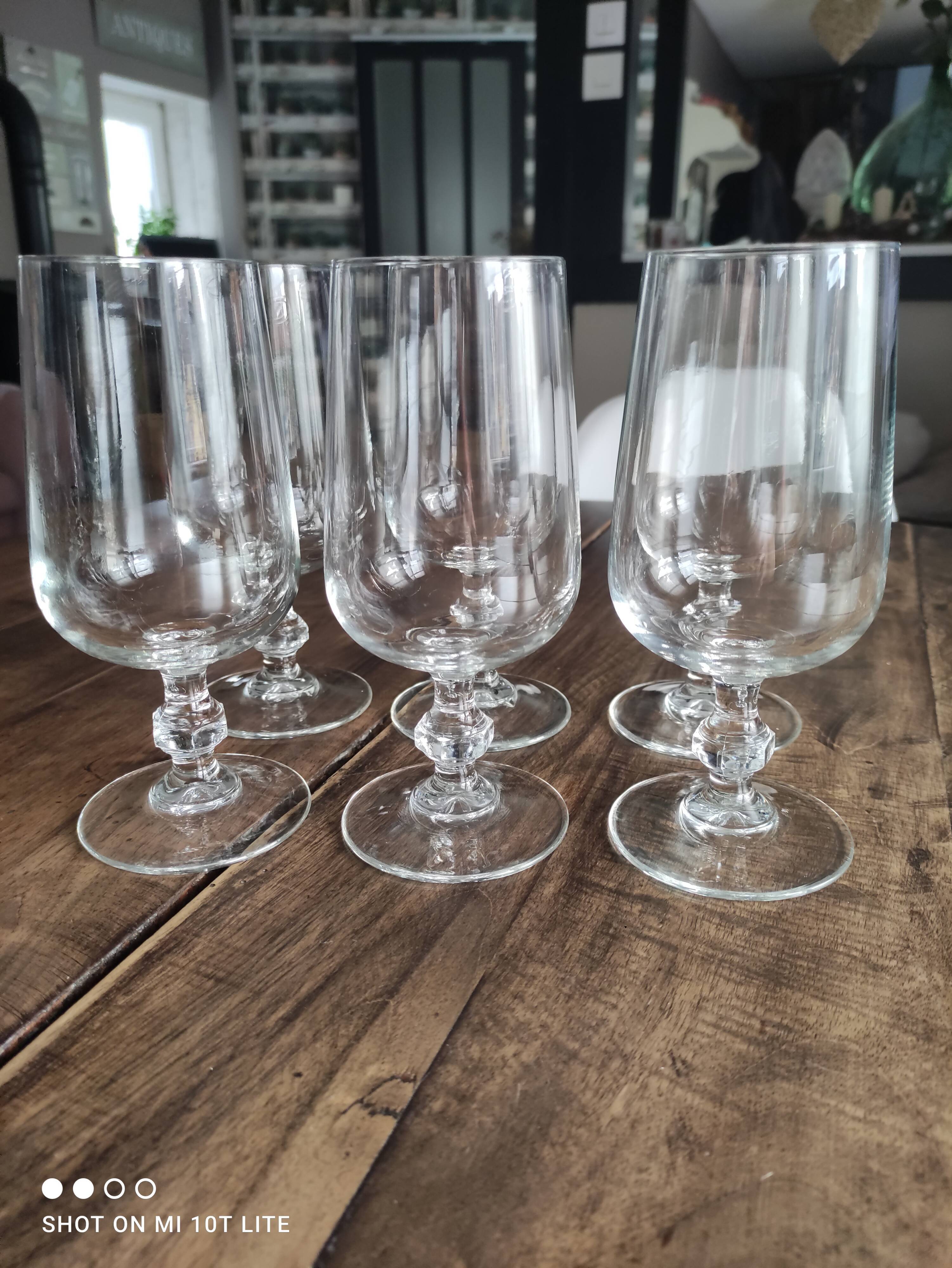 Set of 6 wine glasses top tasting hexagonal foot