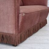 1970s, Danish 2-seater sofa, original salmon pink furniture velour.