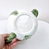 Vintage ceramic tea set barbotine duck reeds hand painted
