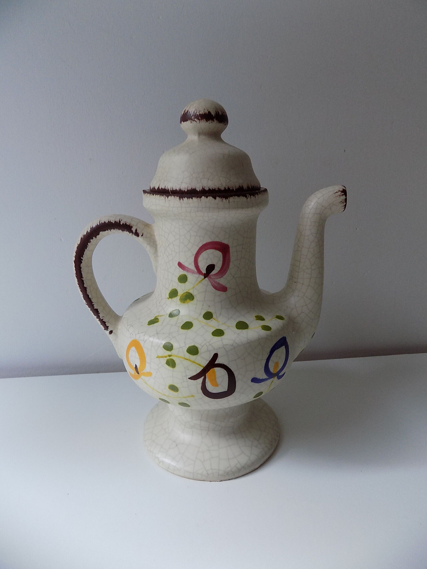 Vintage Puisaye stoneware pitcher