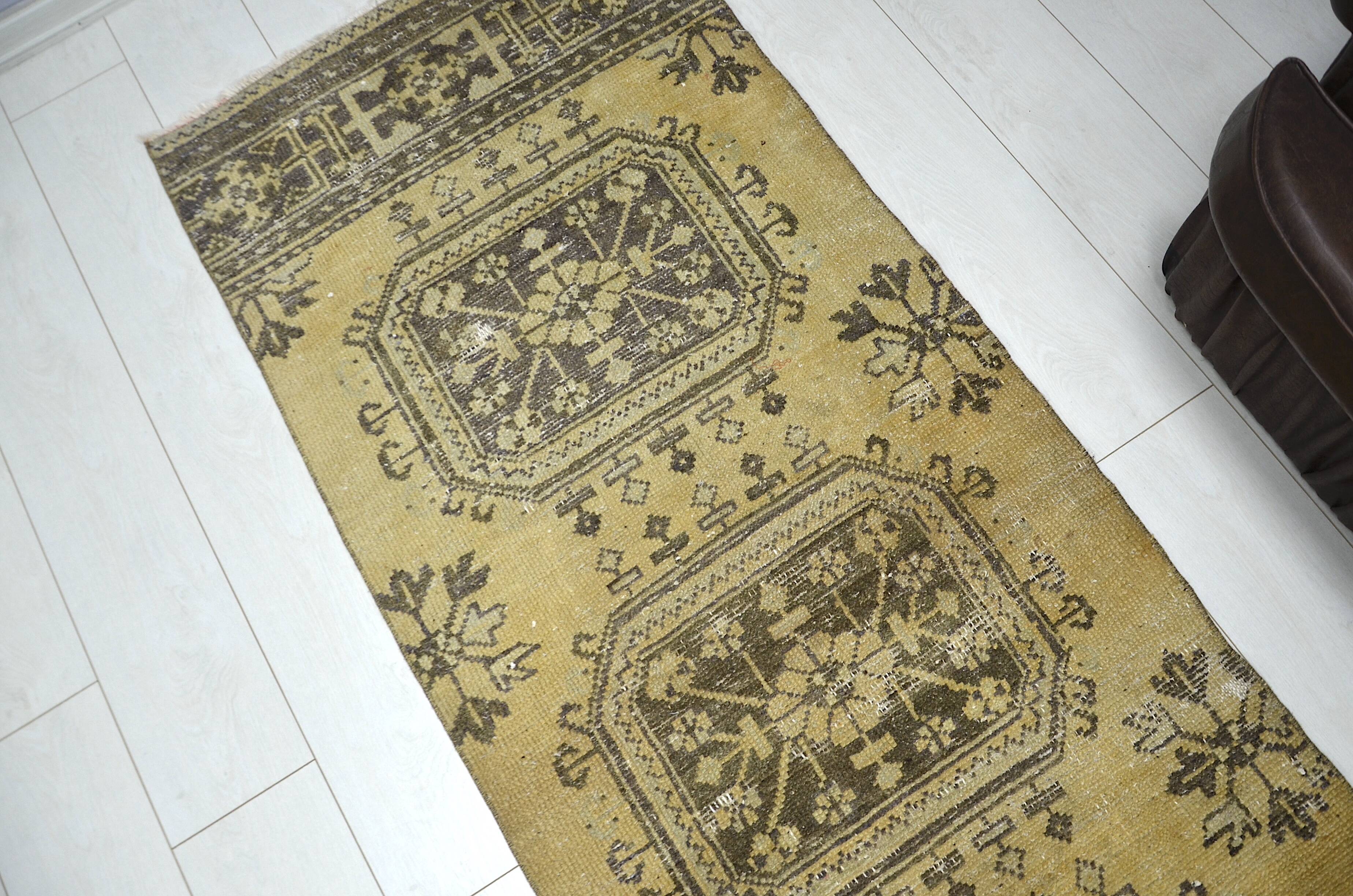 Yellowish & Brown Oushak Runner sku 2255.