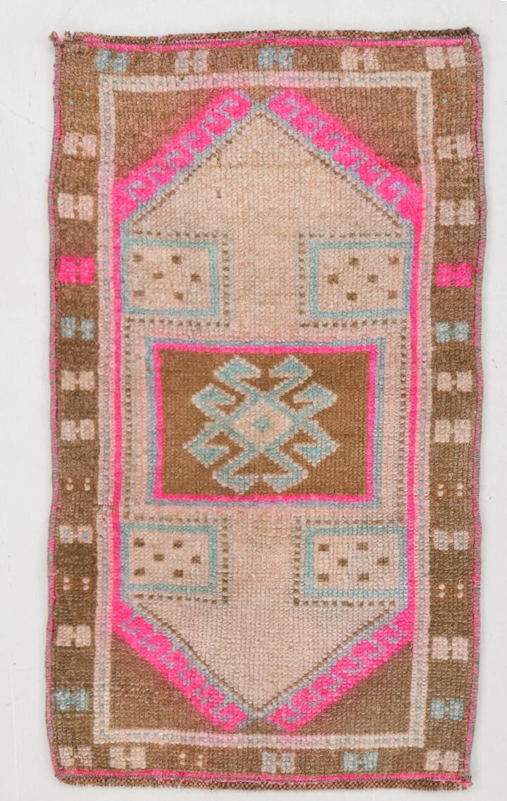 Handmade Wool İn Vintage Door Mat Rug