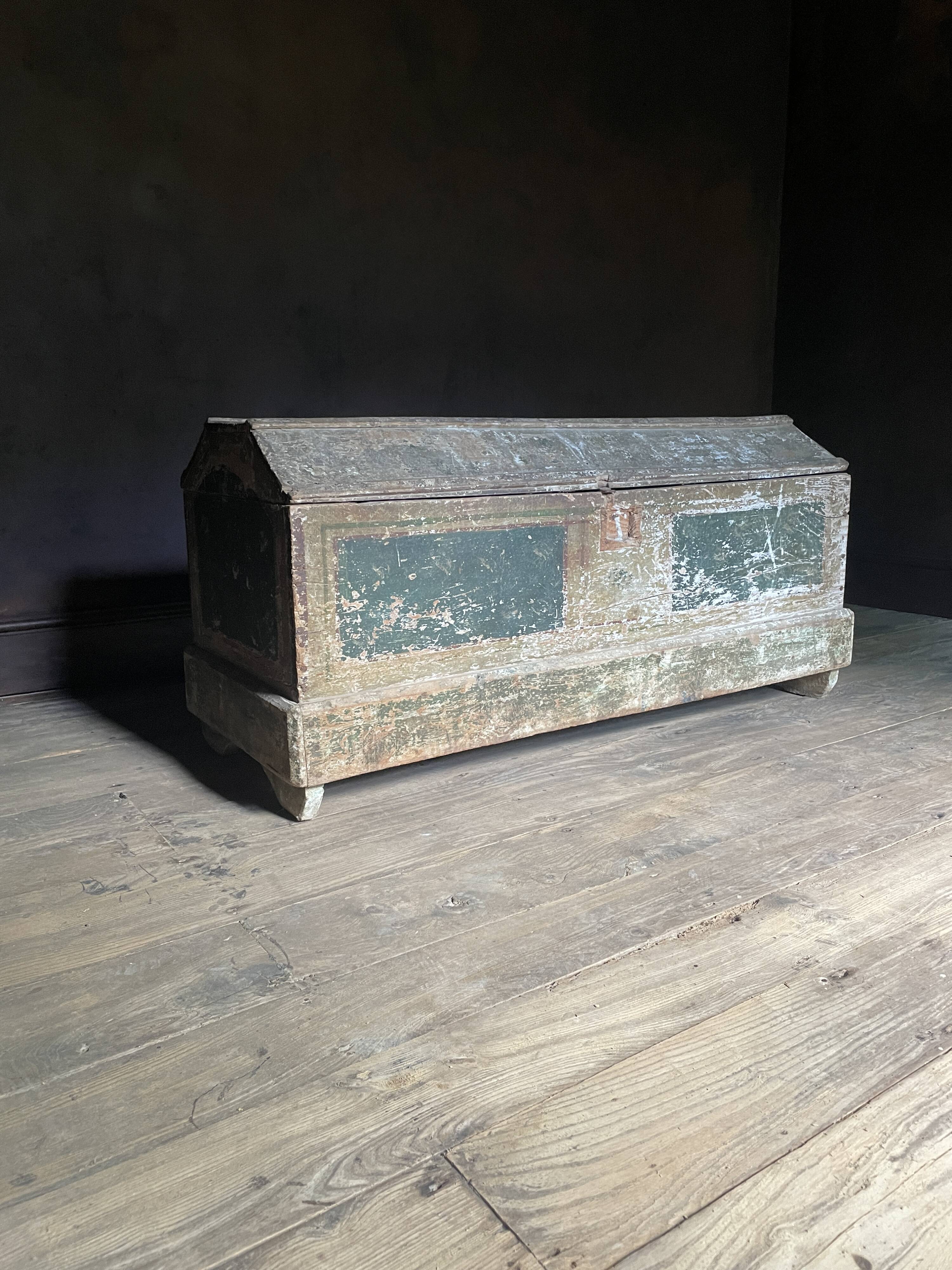 Large Antique 19th Century Continental Painted Pine Blanket Chest | Antique