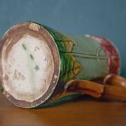 Vintage old earthenware pitcher, French pitcher, Art Nouveau, floral pattern pitcher, kitchen decor
