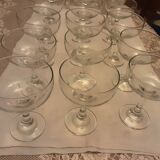 15 blown glass champagne coupes