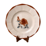 Round dish digoin sarreguemines model pink flowers years 30-40