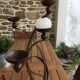 Chandelier 4 metal branches "rusted effect"