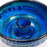 Mid-century candle holder Aldo Londi Bitossi Rimini Blue enamel, 1950s
