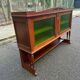 Art Deco sideboard in solid oak and frosted green glass, 1940.