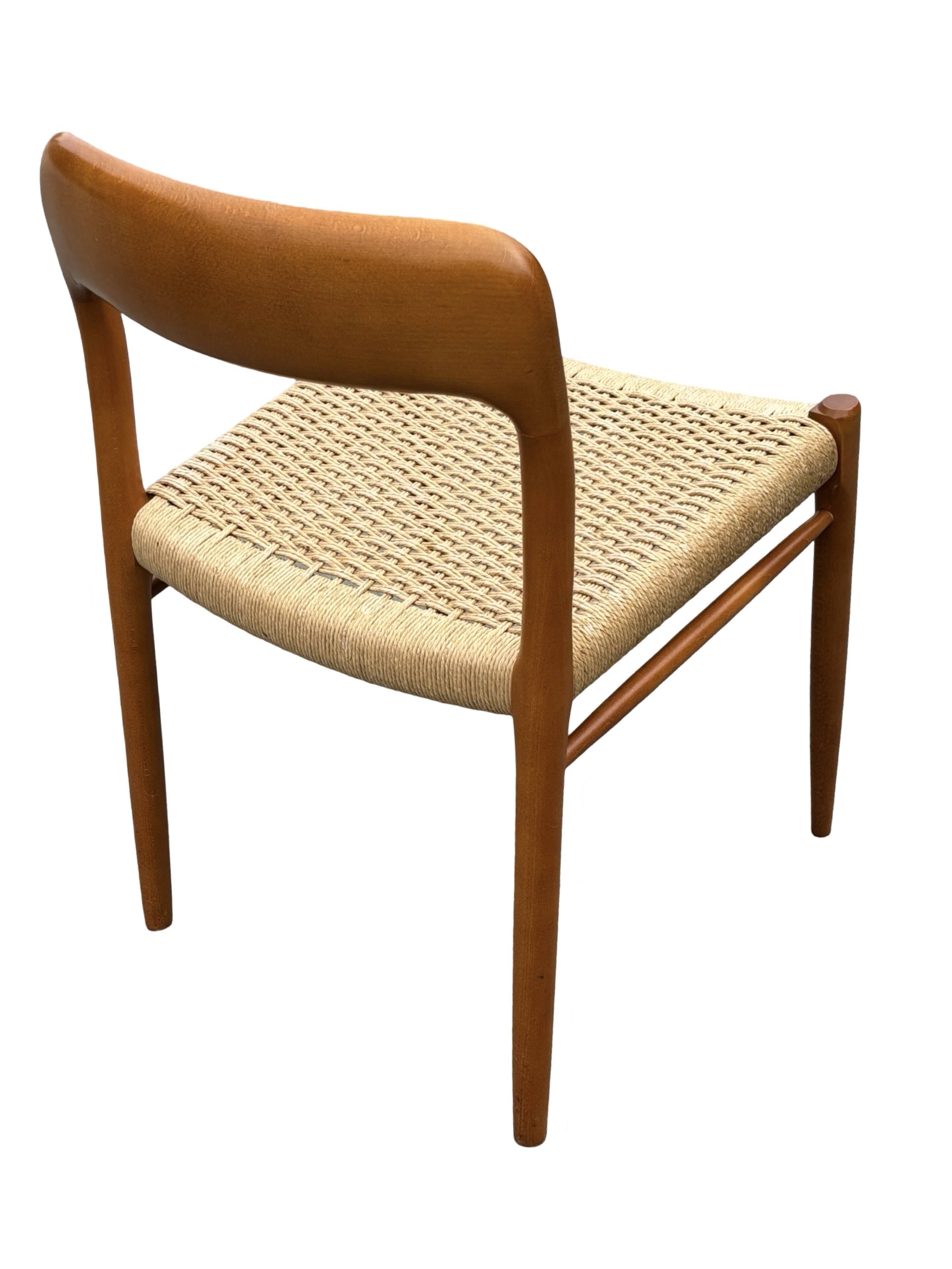 Set of 4 JL Moller model 75 chair by Niels Otto Moller Danish Design