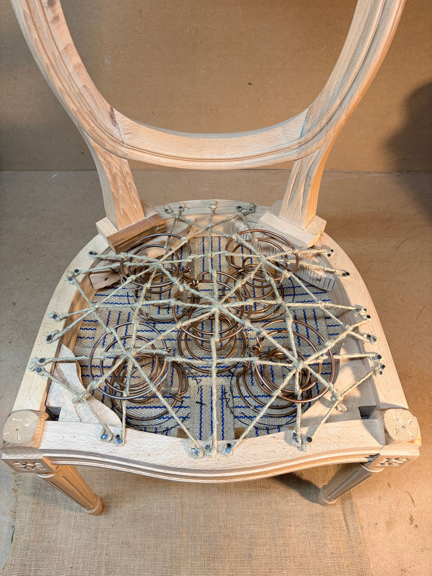 Louis XVI medallion chair, solid beech, unique traditional piece.