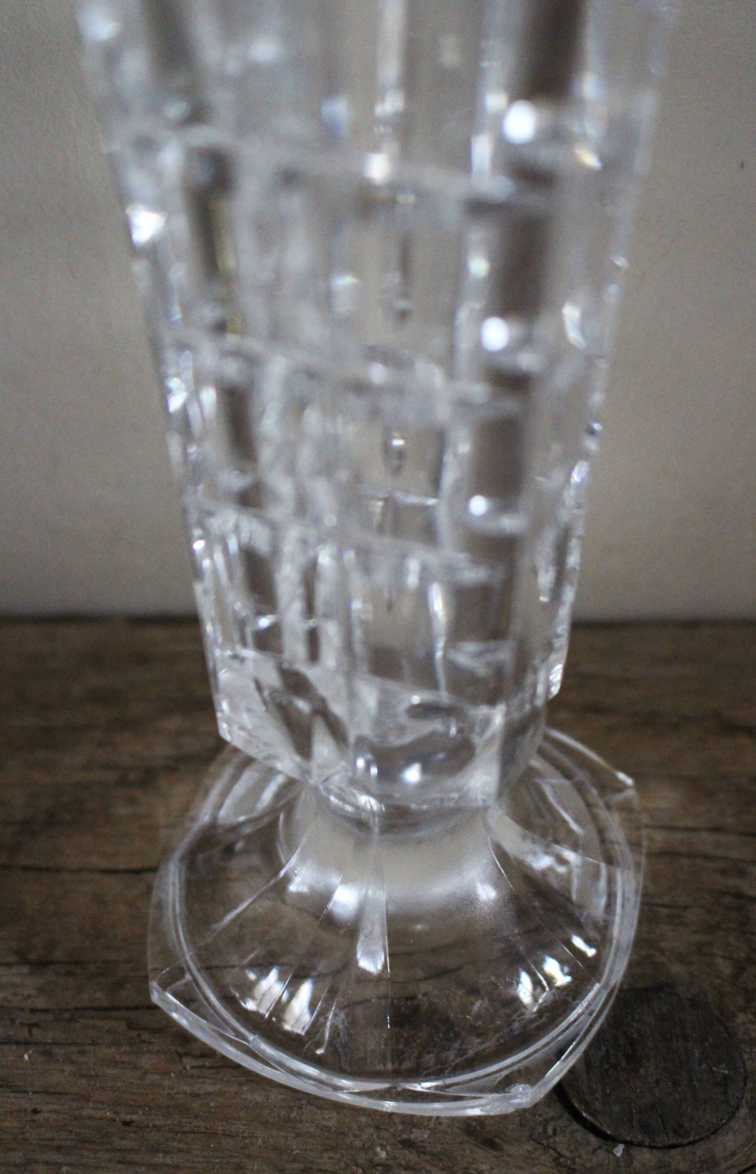 Vintage cut glass pedestal vase
