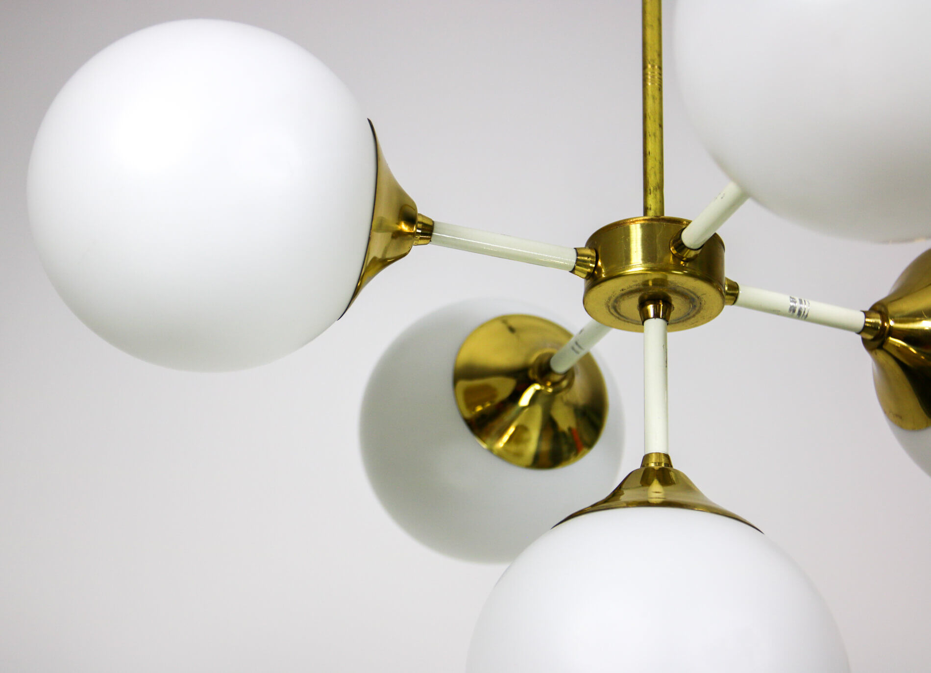 Lustre en laiton à 5 bras du milieu du siècle