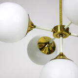 Lustre en laiton à 5 bras du milieu du siècle