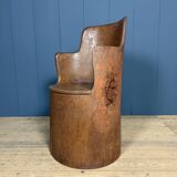 Old Swedish painted wooden trunk chair