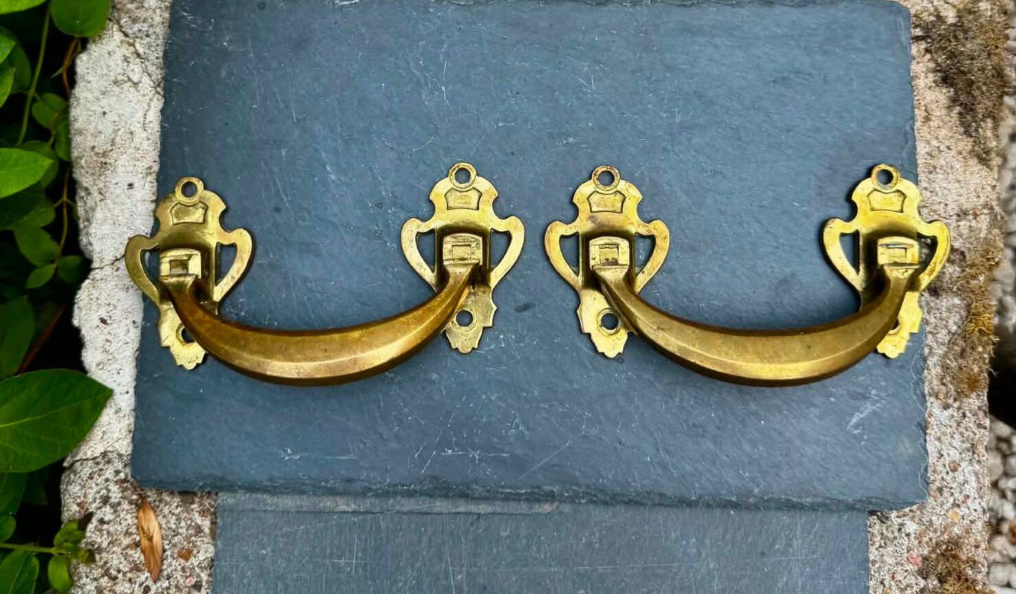Pair of bronze handles signed L.PINET Art Nouveau