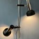 Mid-century floor lamp with two black/chrome spotlights