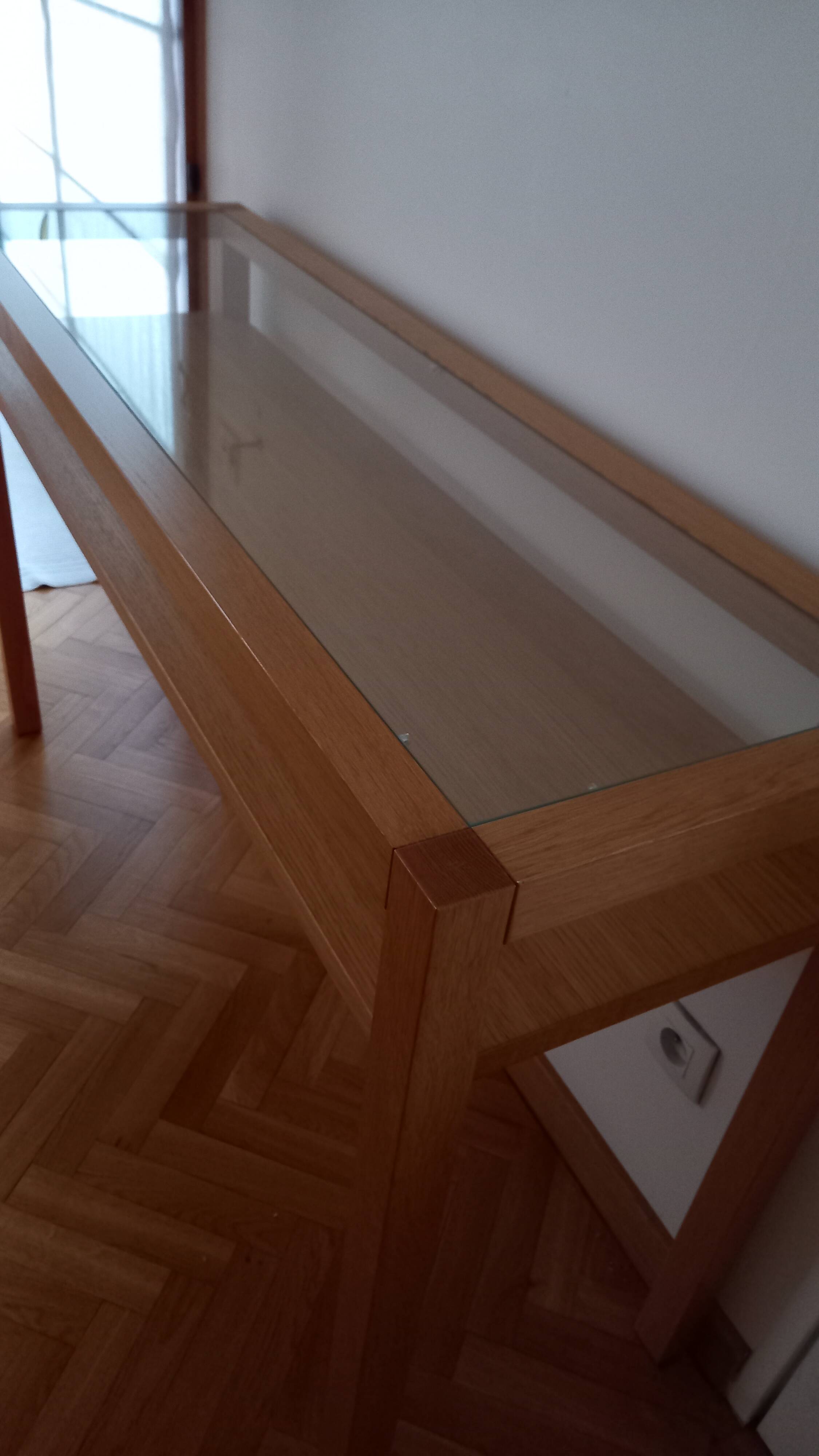 Wood and glass console table