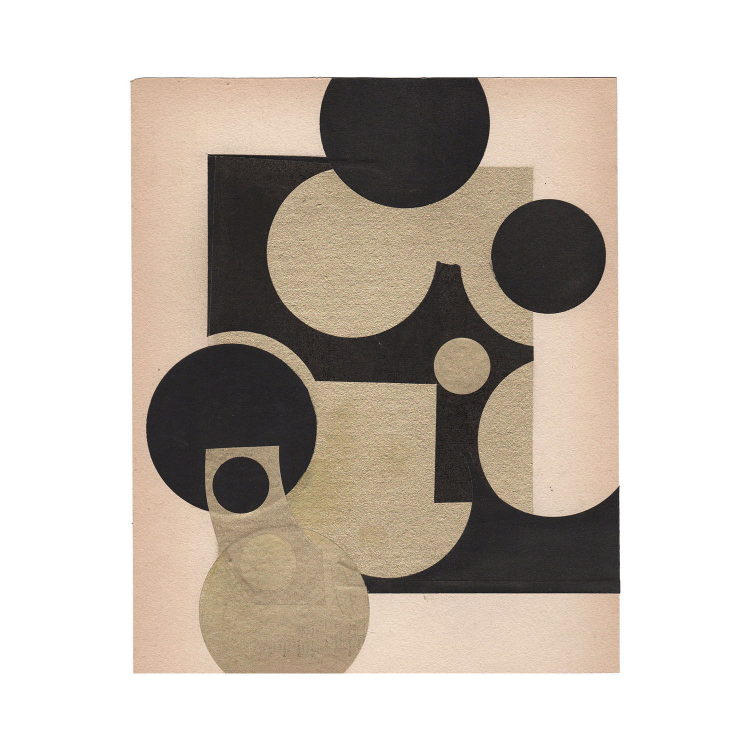 Collage on original paper dated and signed in modernist abstraction style without the frame