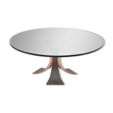Vintage Brutalist Coffee Table Made of Bronze and Glass