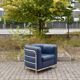 Ensemble canapé & 2 fauteuils en cuir bleu Zanotta Onda