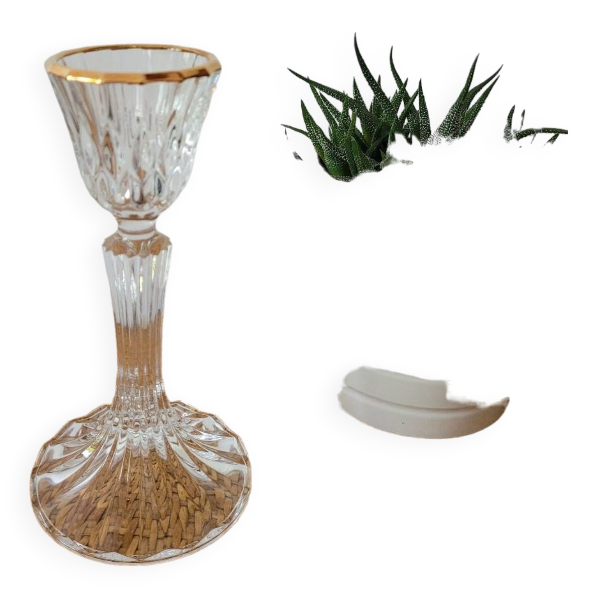 Crystal candlestick with golden rim