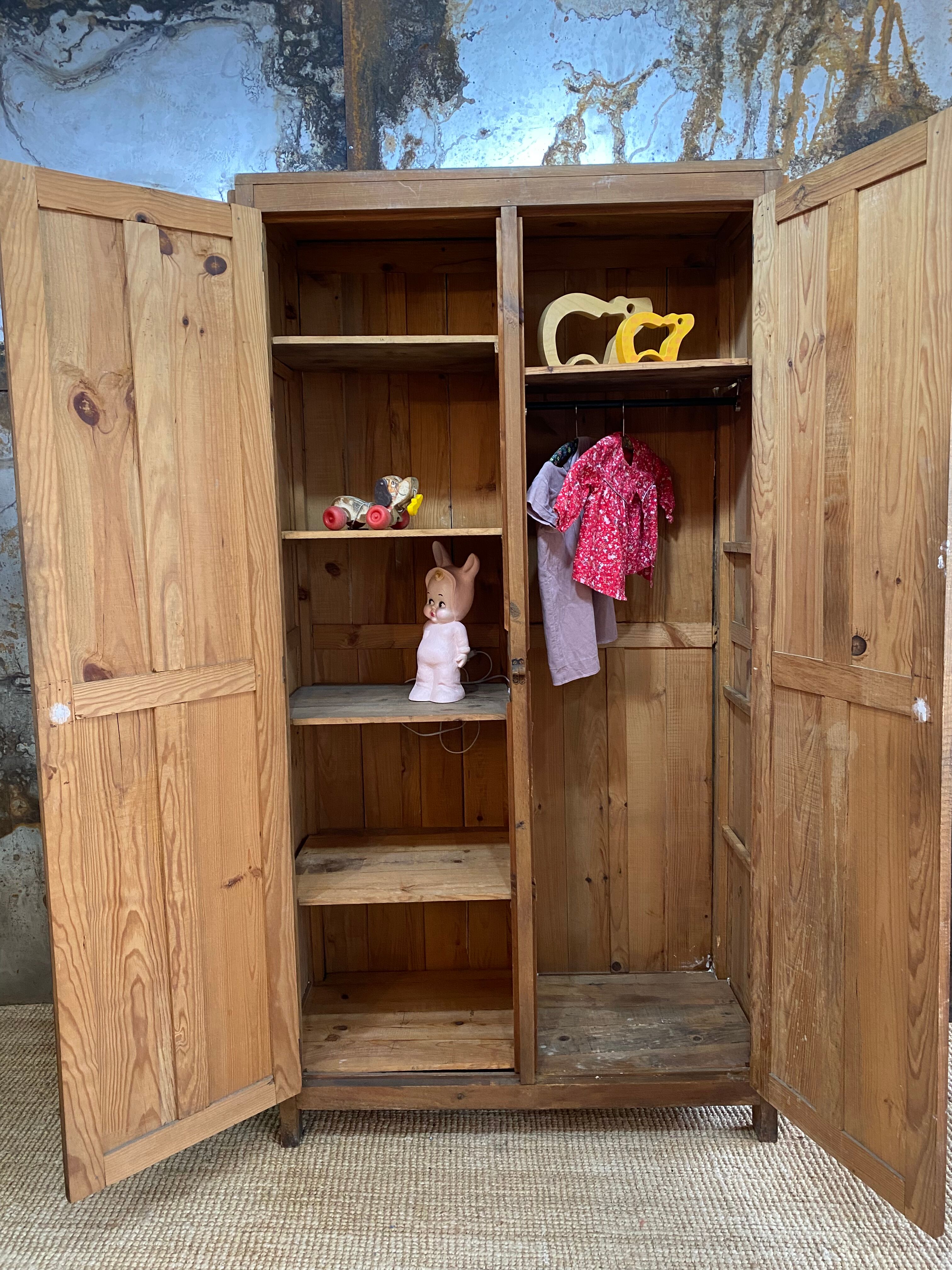 Antique Parisian wardrobe in solid pine