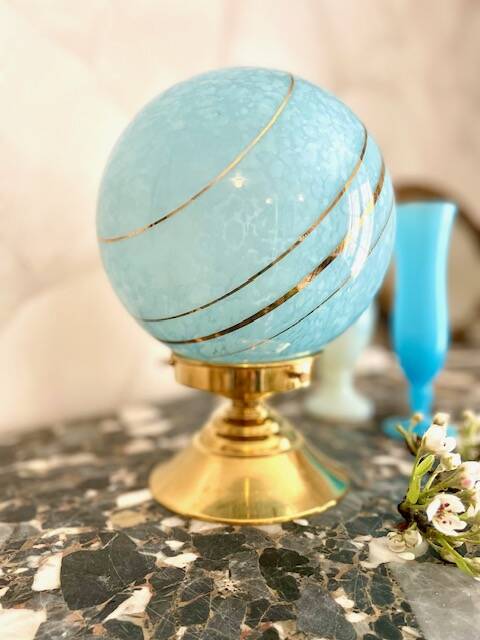 Art Deco lamp in blue Clichy glass