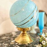 Lampe art déco verre de clichy bleu
